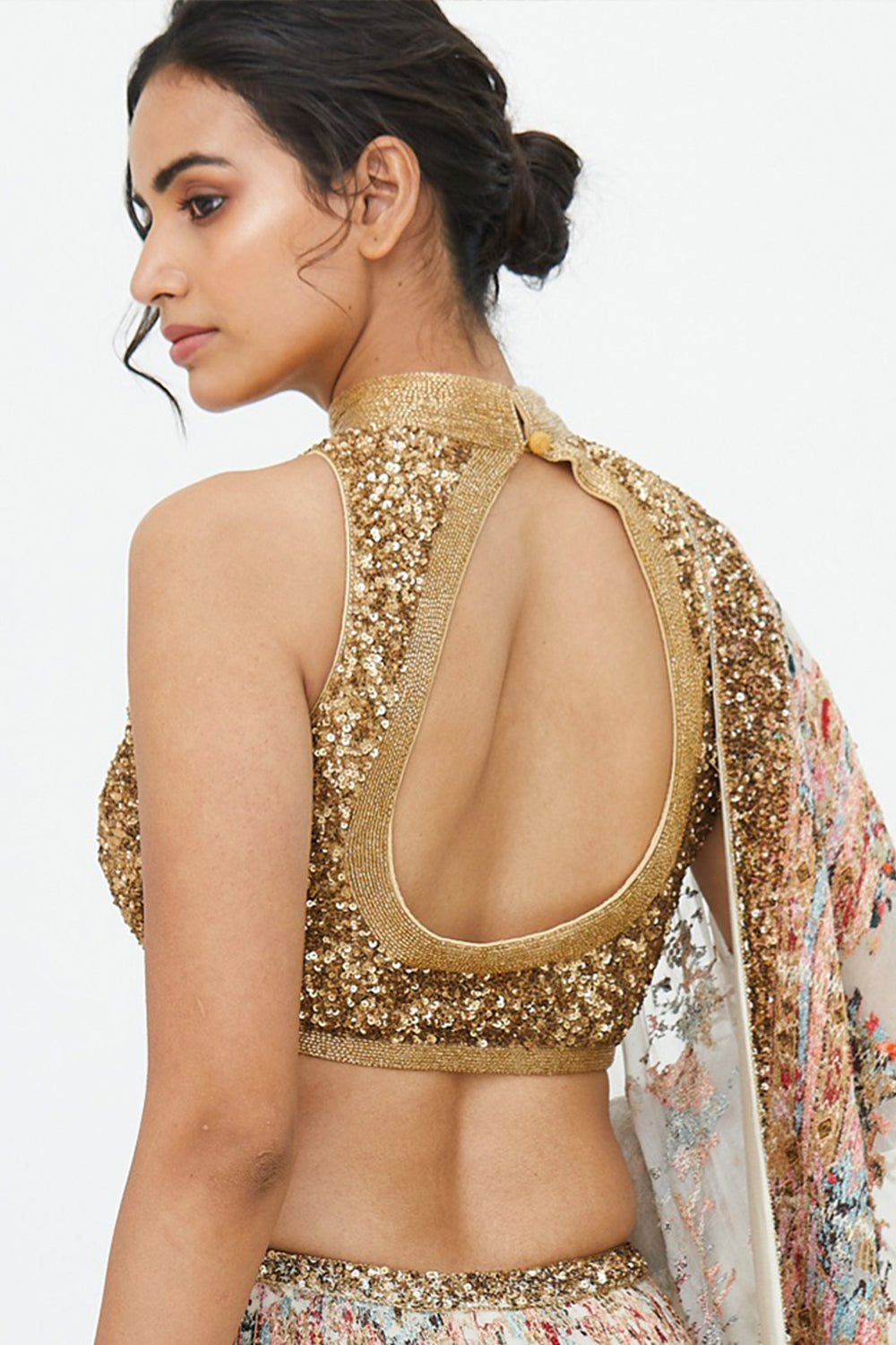 Lehenga Set in Vintage Ikkat Thread Embroidery