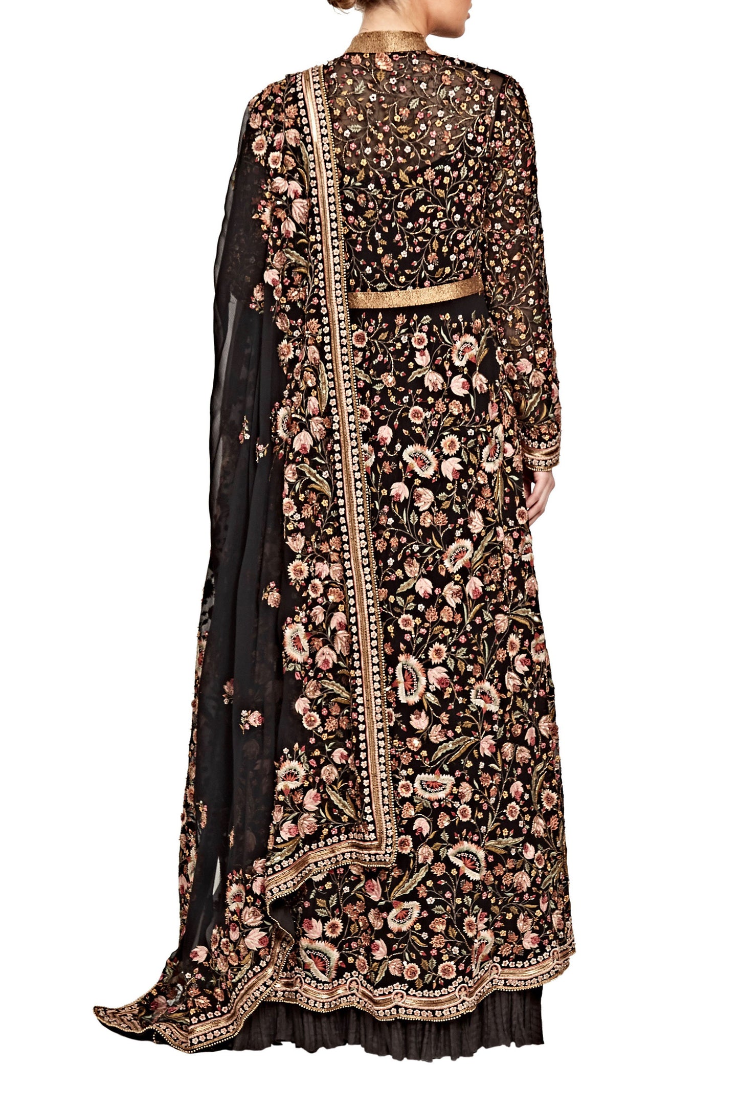 Jacket Set in Intricate Floral Thread Embroidery