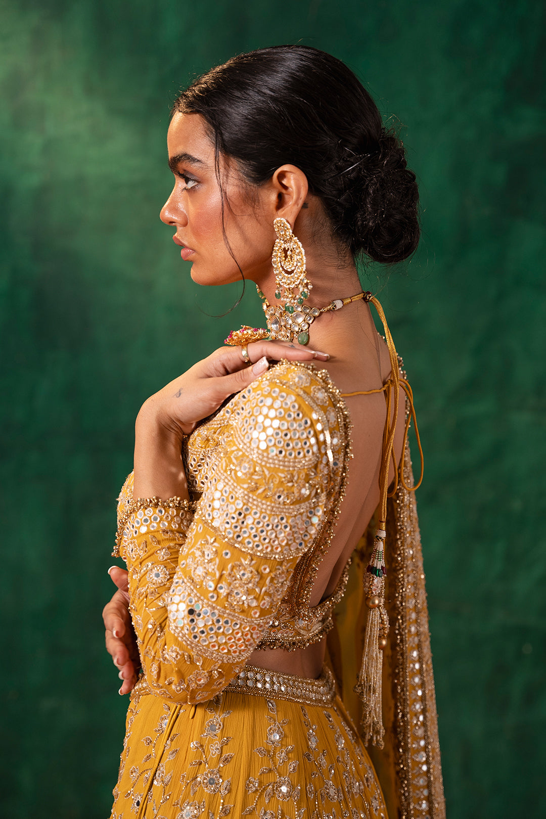 Lehenga Set in Thread & Mirror Embroidery