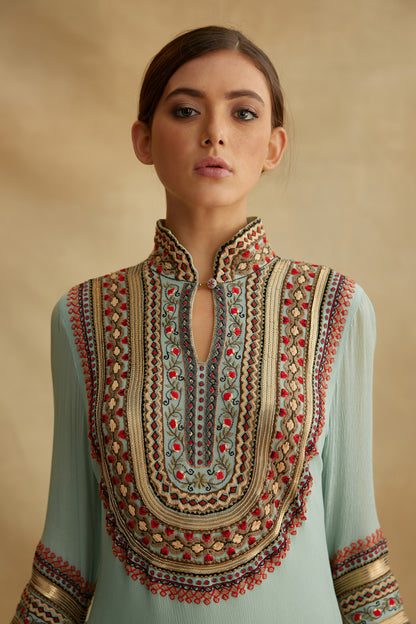Gharara Set in Tribal Thread and Sequin Embroidery