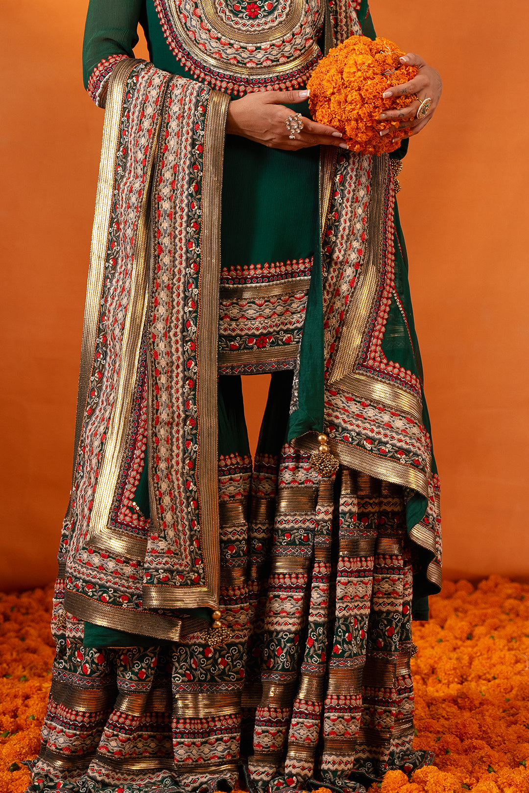 Gharara Set in Tribal Thread and Sequin Embroidery