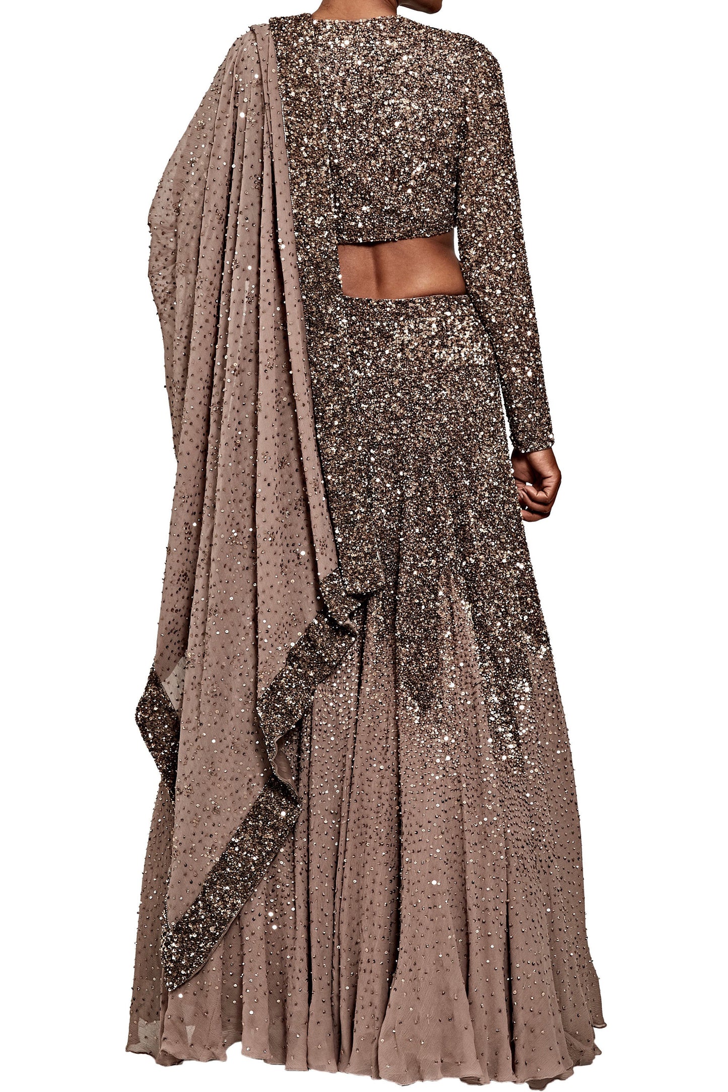 Lehenga Set in Tonal Sequin Embroidery
