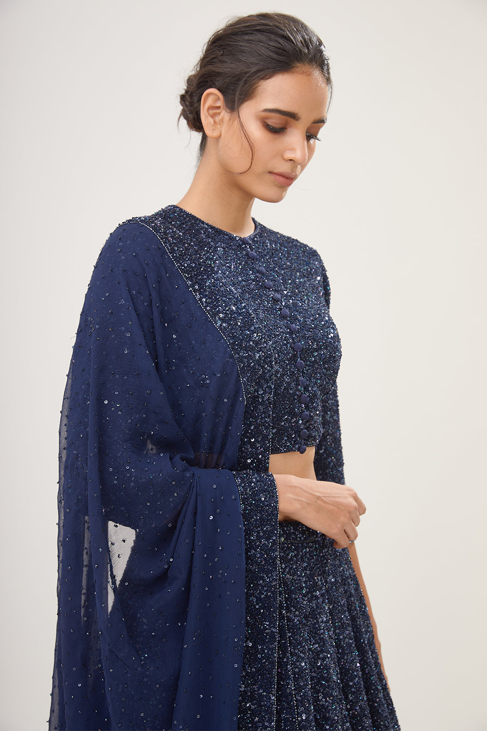 Lehenga Set in Tonal Sequin Embroidery