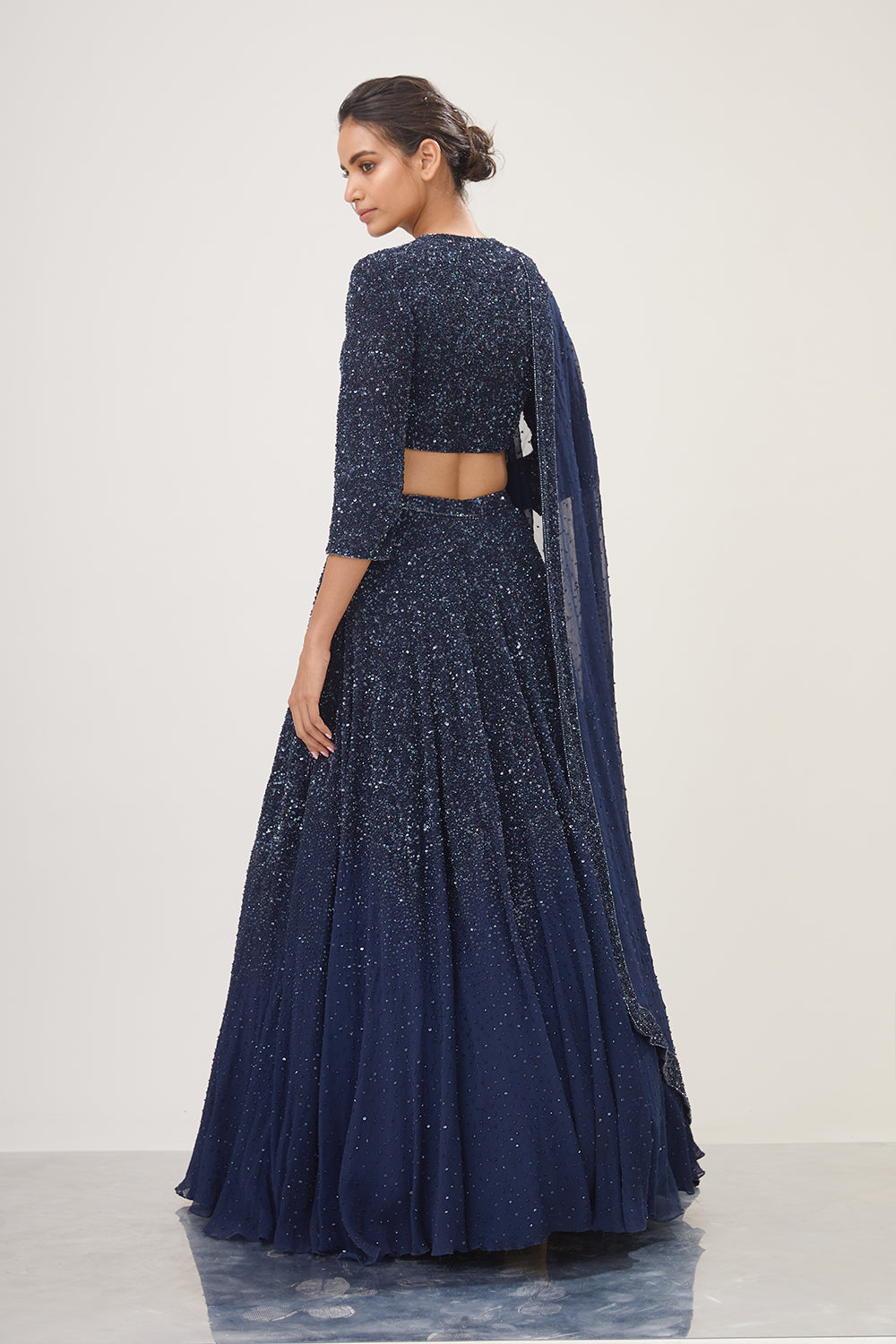 Lehenga Set in Tonal Sequin Embroidery