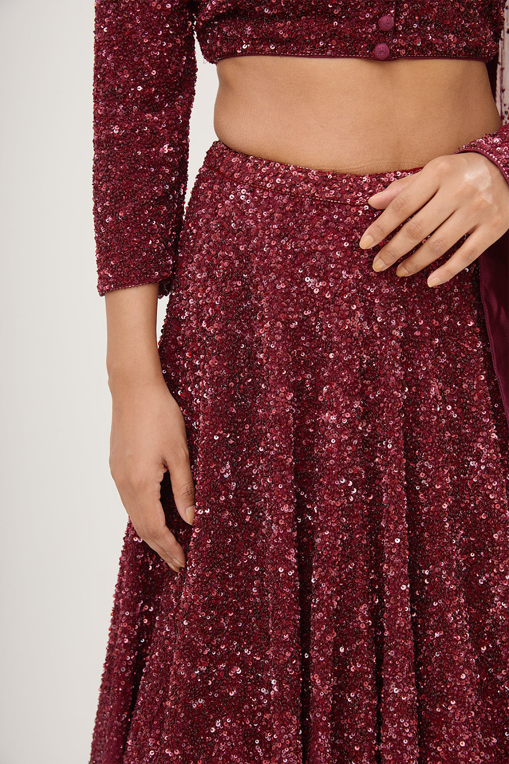 Lehenga Set in Tonal Sequin Embroidery