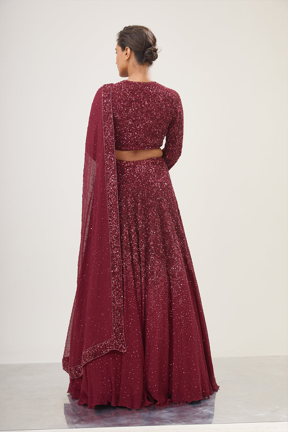 Lehenga Set in Tonal Sequin Embroidery
