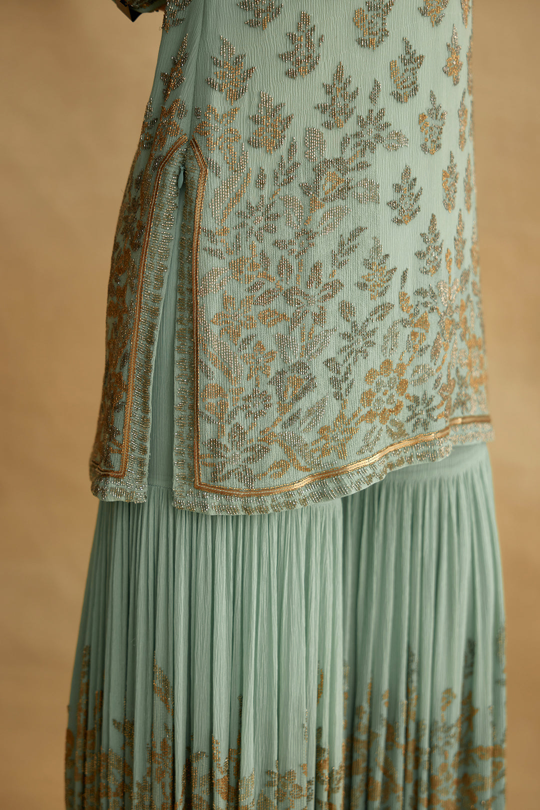 Gharara Set in Spiral Bead work embroidery