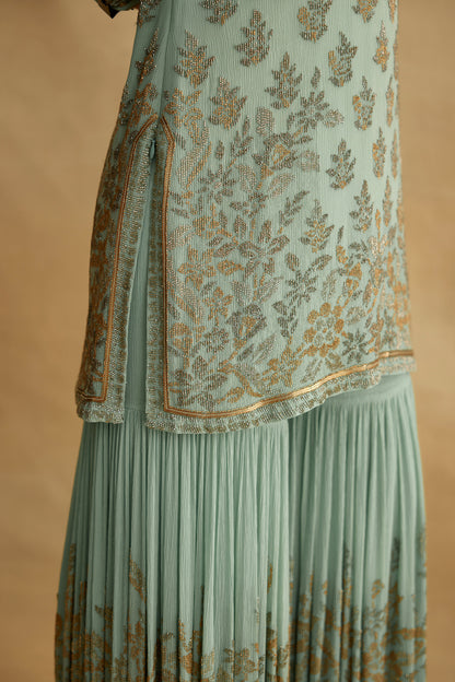 Gharara Set in Spiral Bead work embroidery