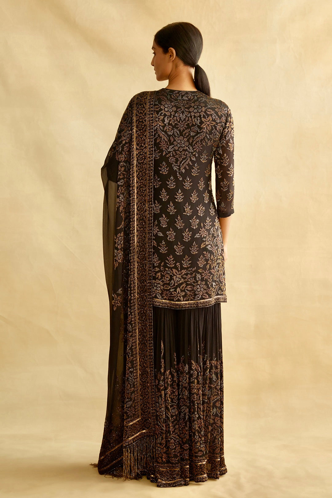 Gharara Set in spiral Bead work embroidery