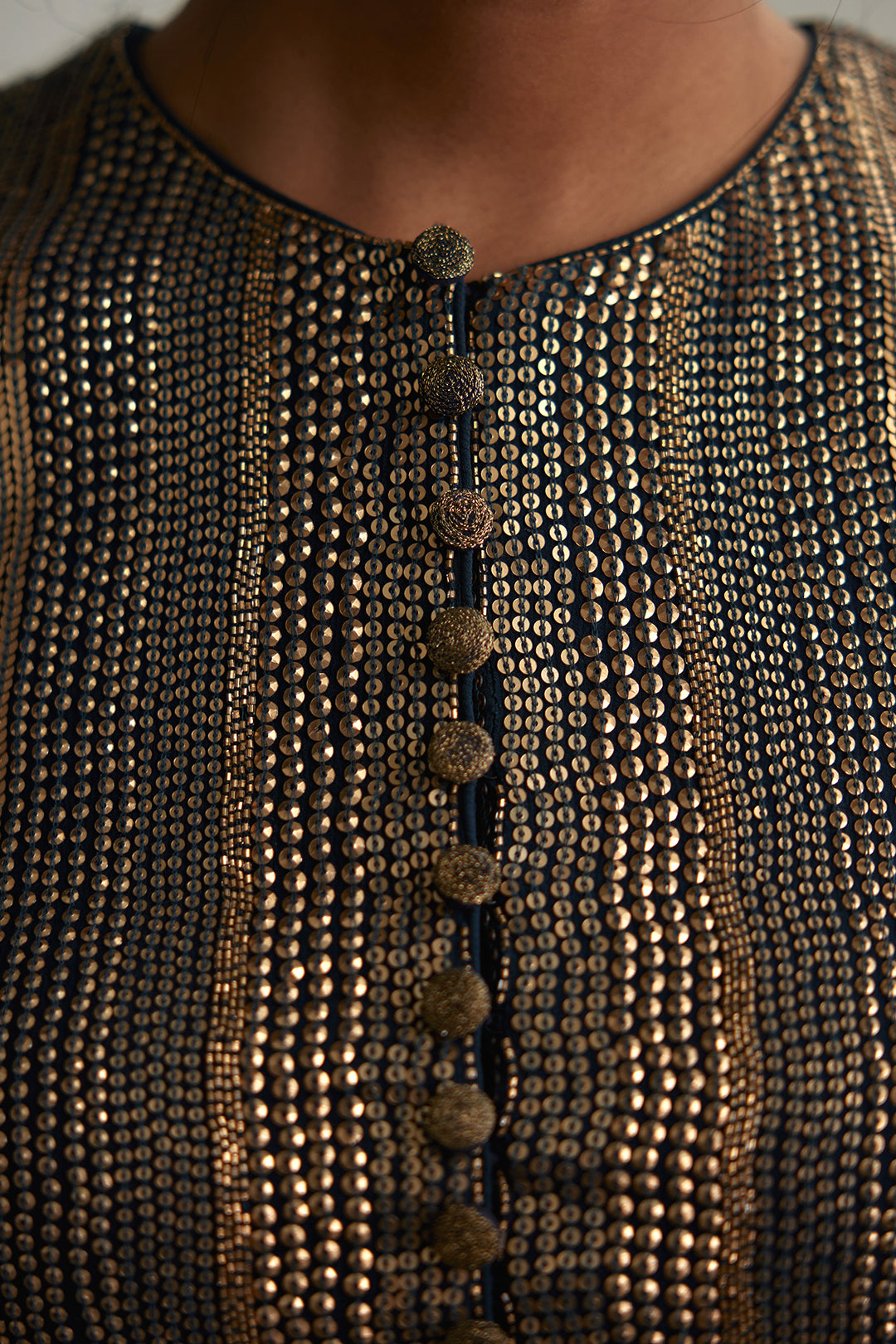 Sari Set in Trapeze Geometric Design in Sequin Embroidery