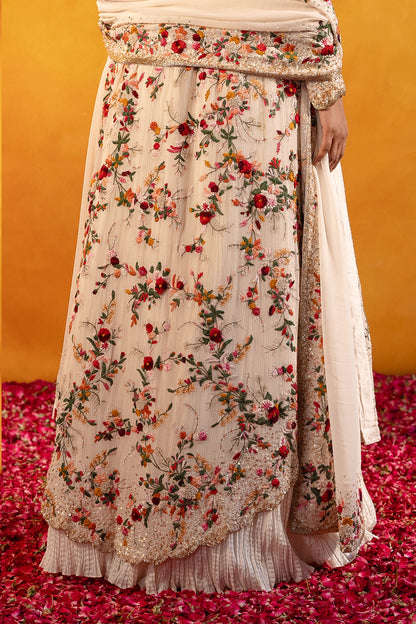 Jacket Set with Anchor Floral Thread Embroidery