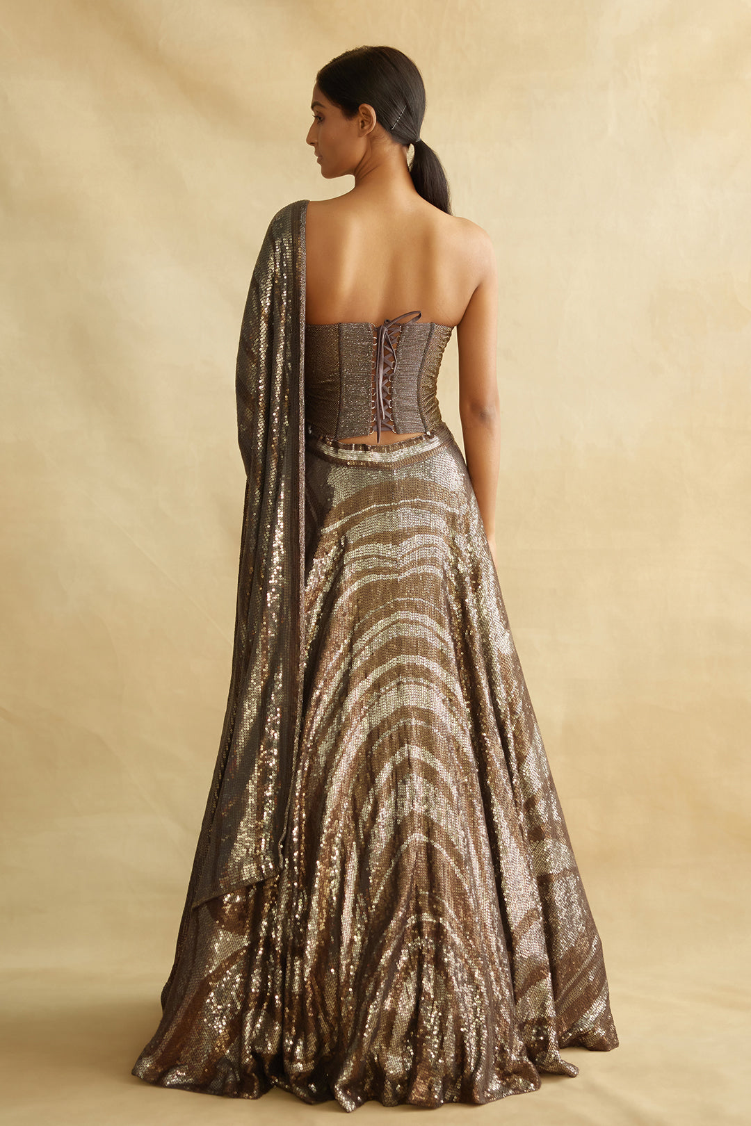 Corset Lehenga Set with Beadwork and Sequin Embroidery