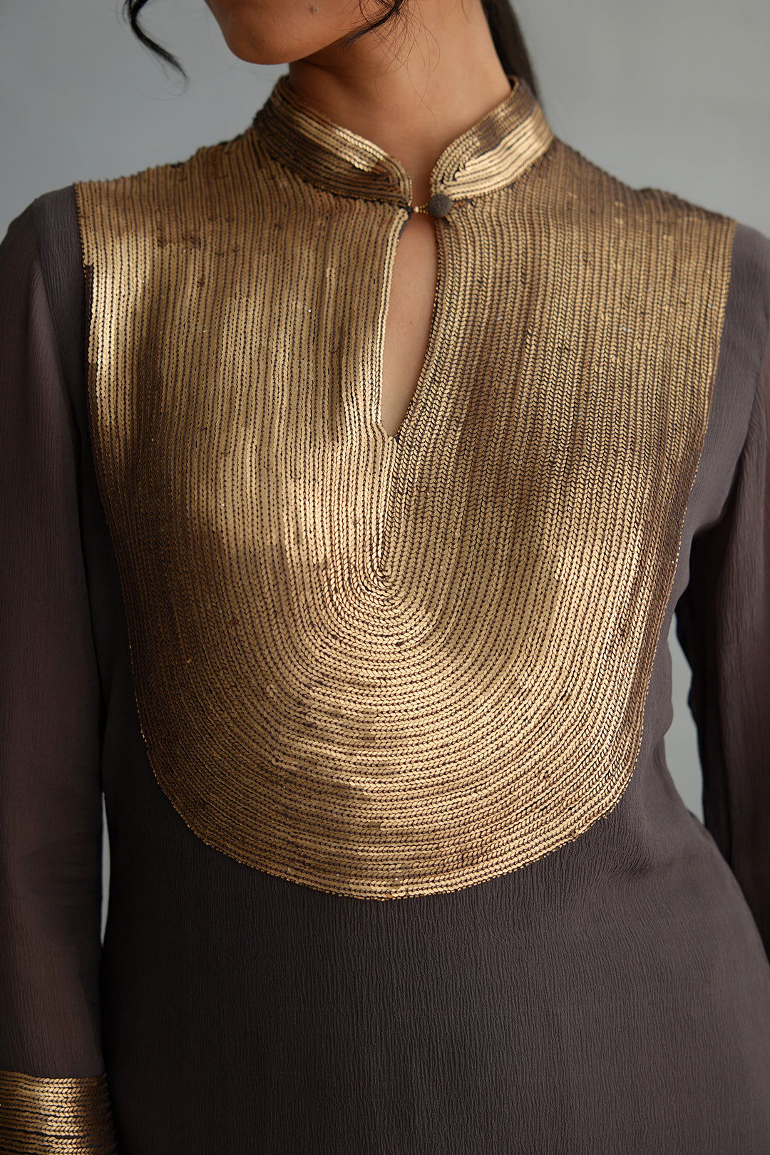 Gharara Set in gold sequin embroidery