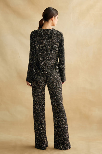 Jacket Set with all over Sequin Embroidery