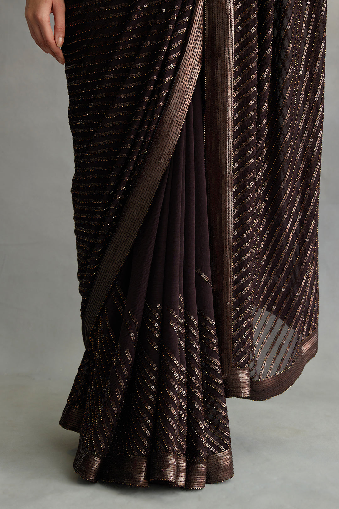 Sari Set with Tonal Sequin Embroidery