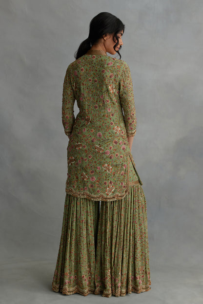 Gharara Set in Intricate Floral  Embroidery
