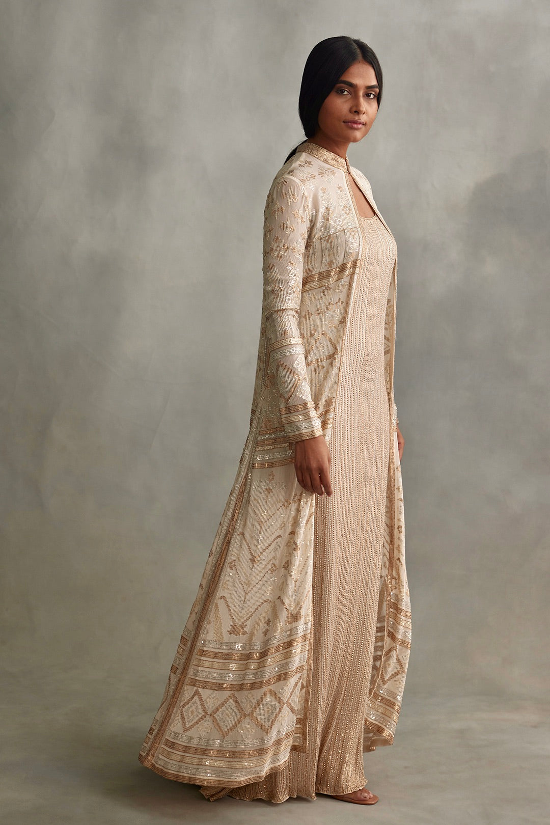 Jacket Set in Small Sequins Embroidery