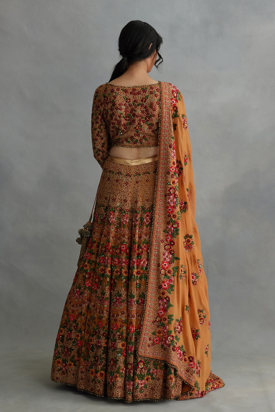 Lehenga Set with Multi Floral Thread Embroidery
