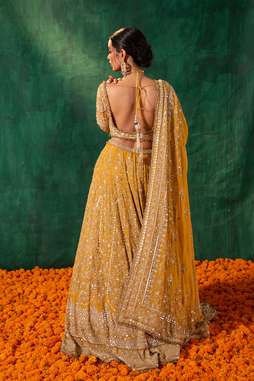 Lehenga Set in Thread & Mirror Embroidery