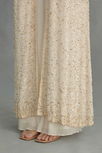 Jacket Set with Line Sequin Embroidery