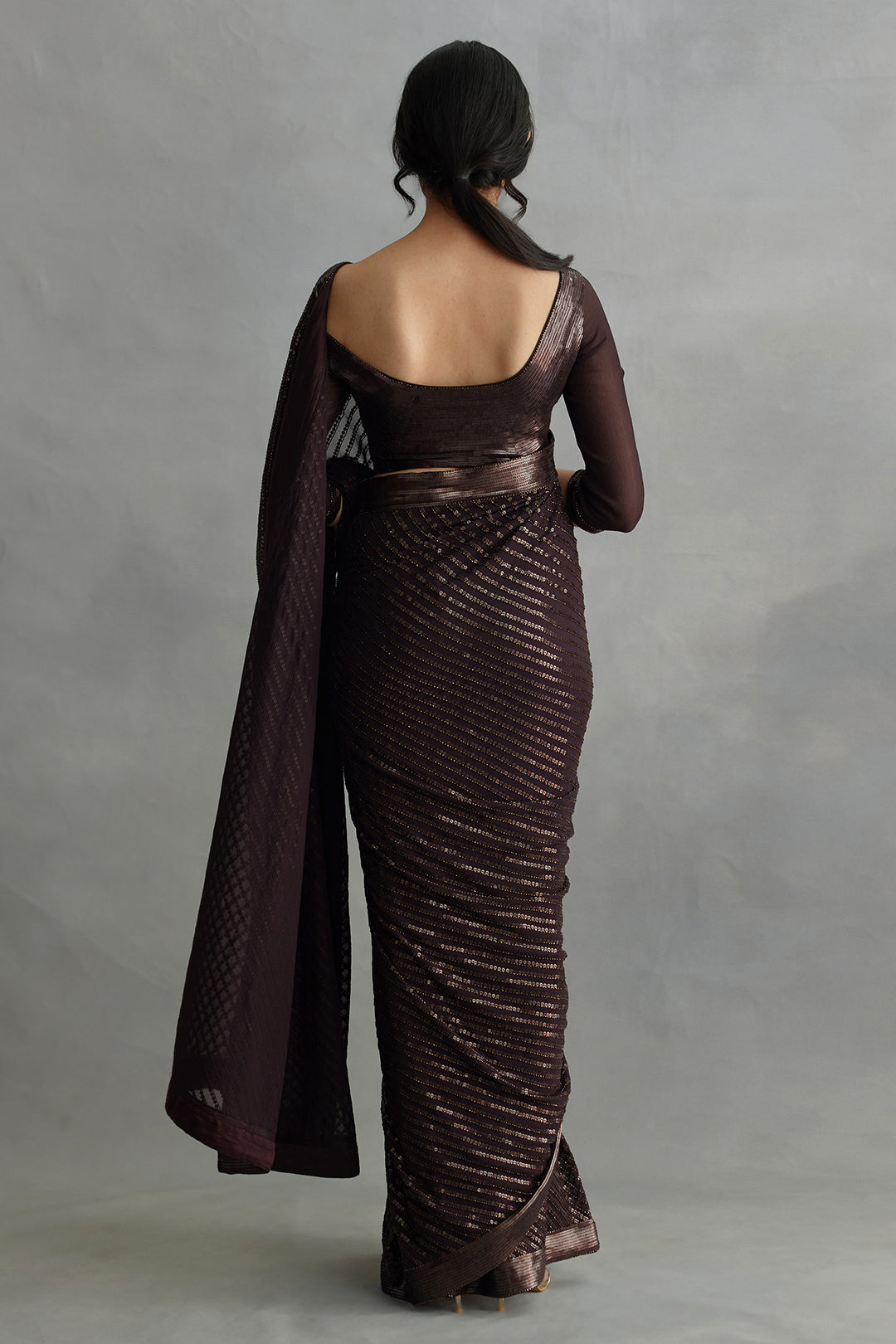 Sari Set with Tonal Sequin Embroidery