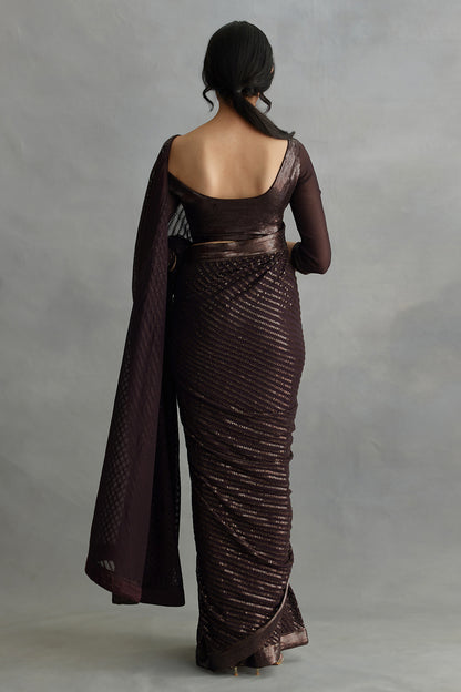 Sari Set with Tonal Sequin Embroidery