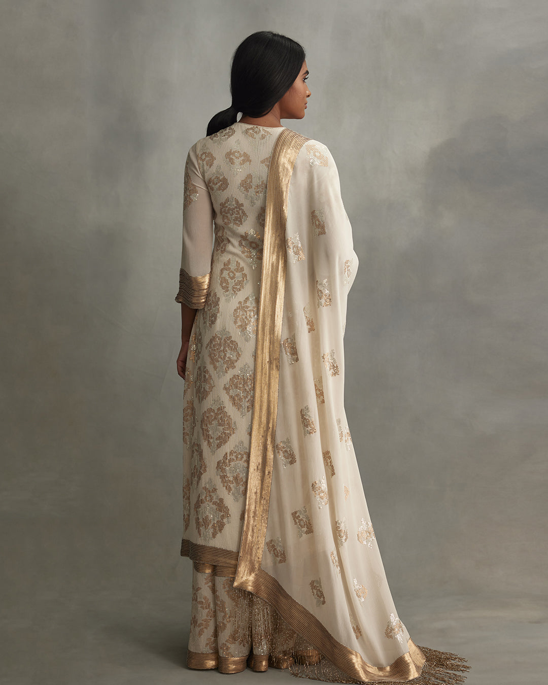 Kurta Set in Lustrous Small Sequin Embroidery