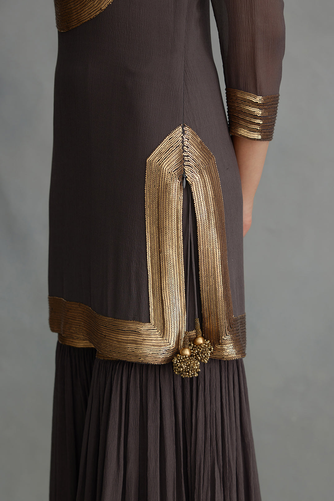 Gharara Set in gold sequin embroidery