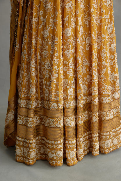 Anarkali Set in old world ivory thread and sequin embroidery