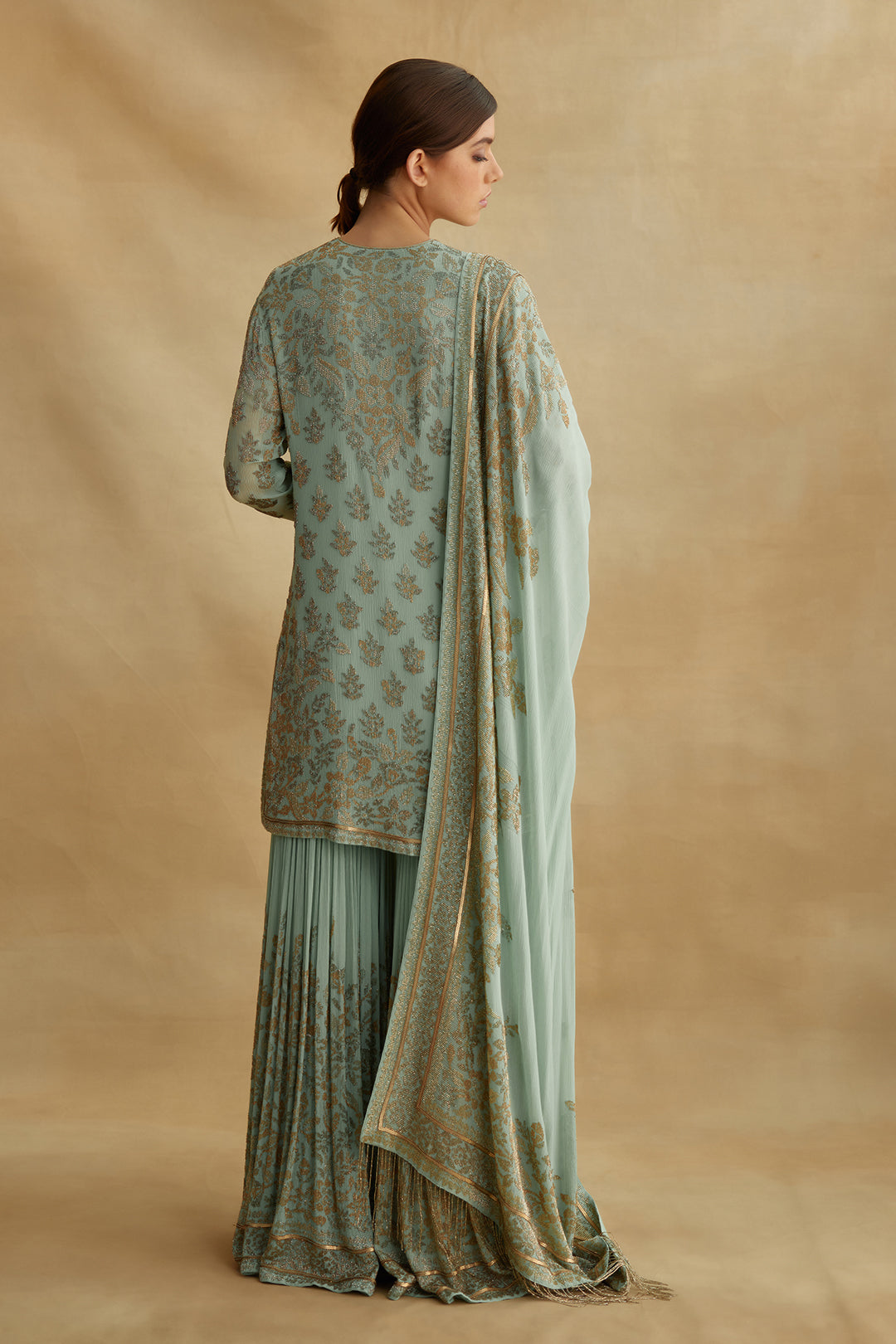 Gharara Set in Spiral Bead work embroidery