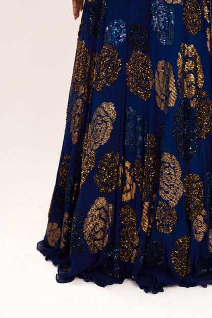 Lehenga Set in Rose Sequin Embroidery