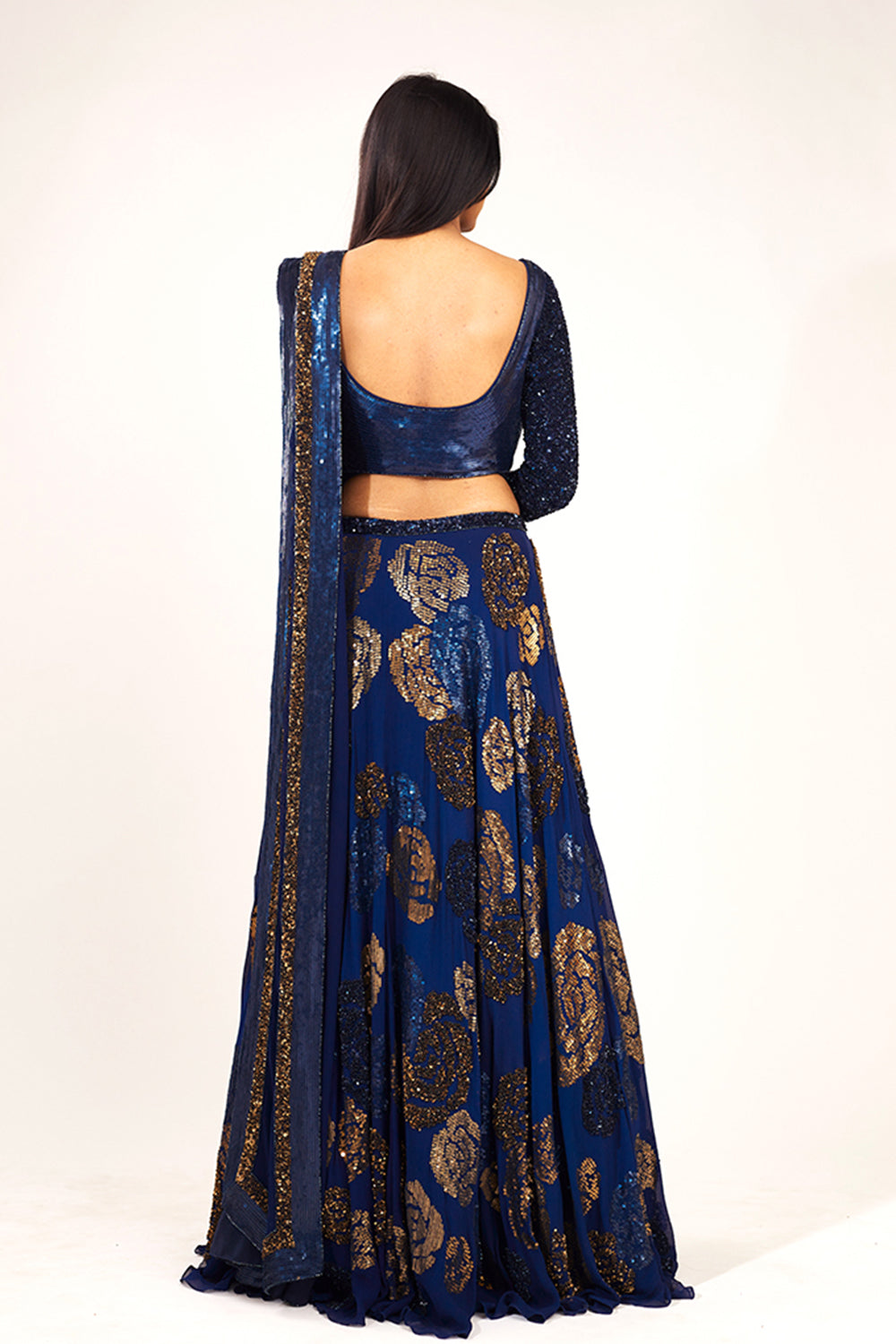 Lehenga Set in Rose Sequin Embroidery