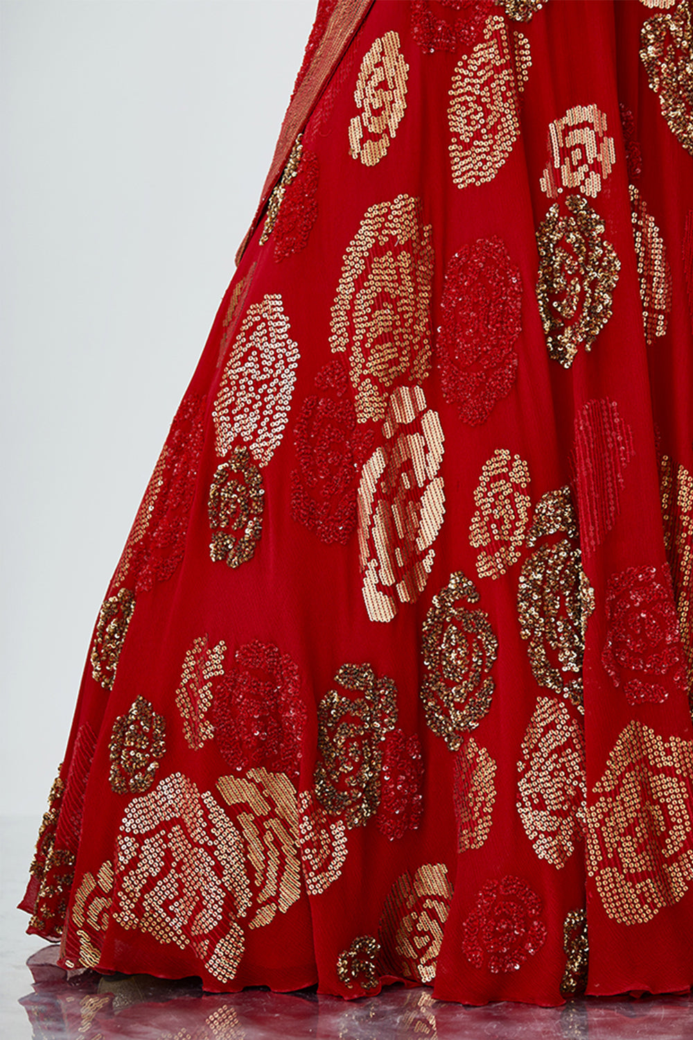 Lehenga Set in Rose Sequin Embroidery