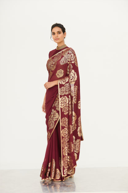 Sari Set in our Signature Rose Design in Sequin Embroidery