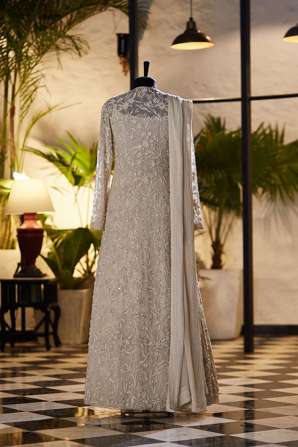 Jacket Set in Pearl and Thread Embroidery
