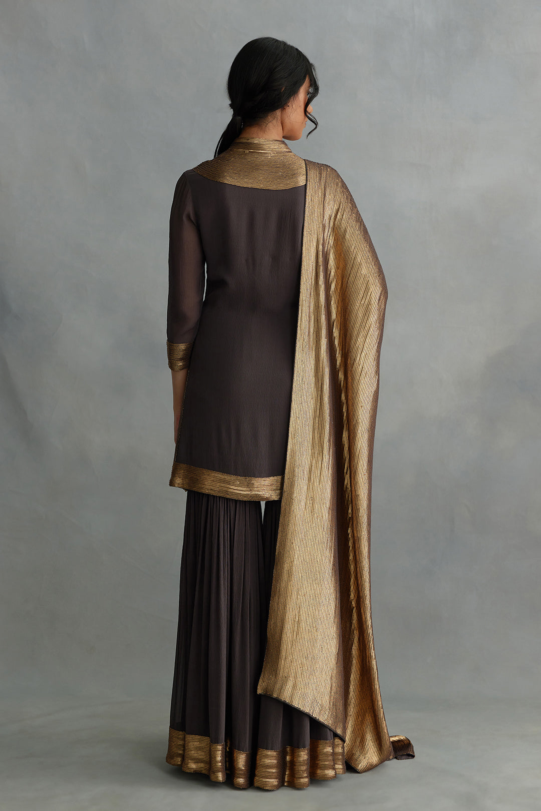 Gharara Set in gold sequin embroidery