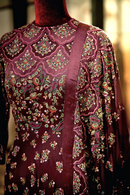 Gharara Set in Floral Embroidery on Satin Appliques