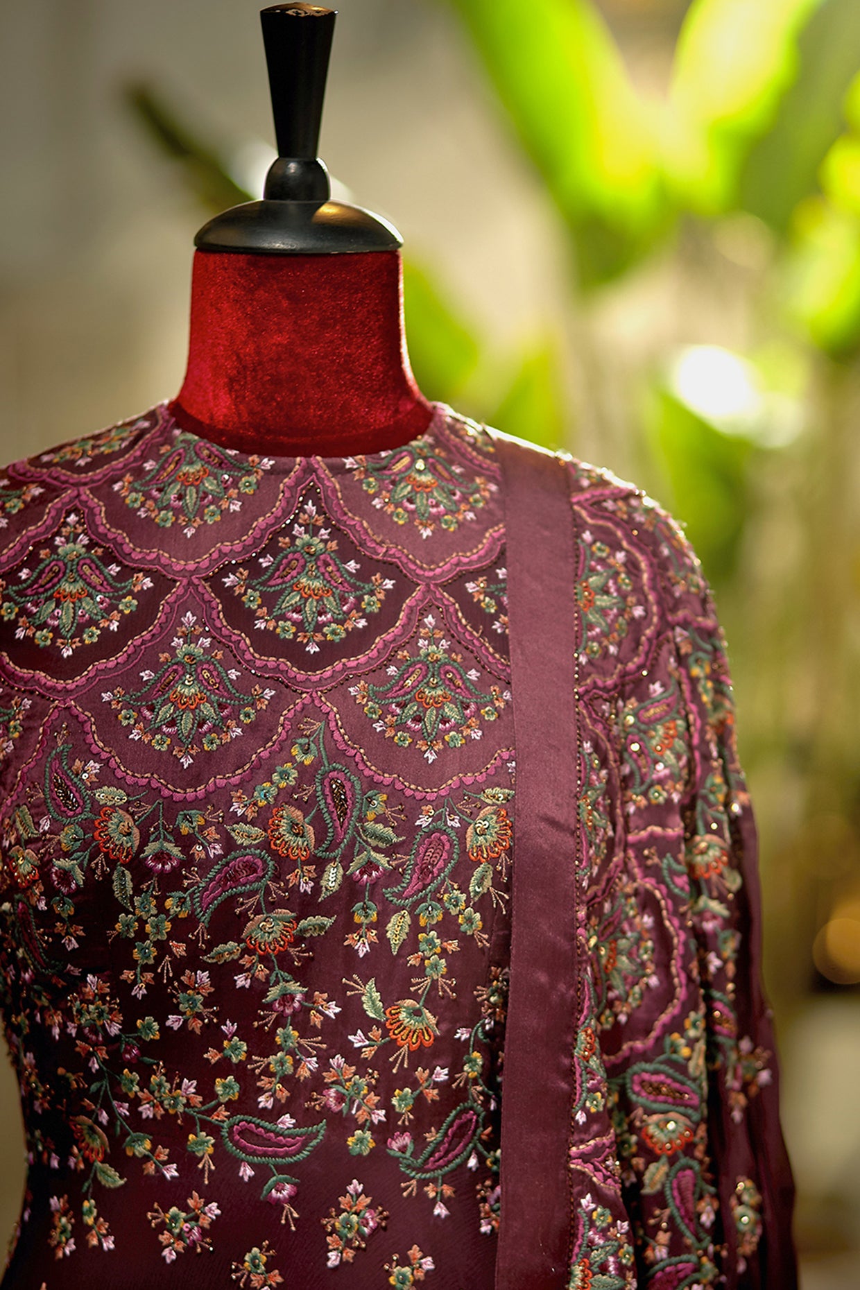 Gharara Set in Floral Embroidery on Satin Appliques