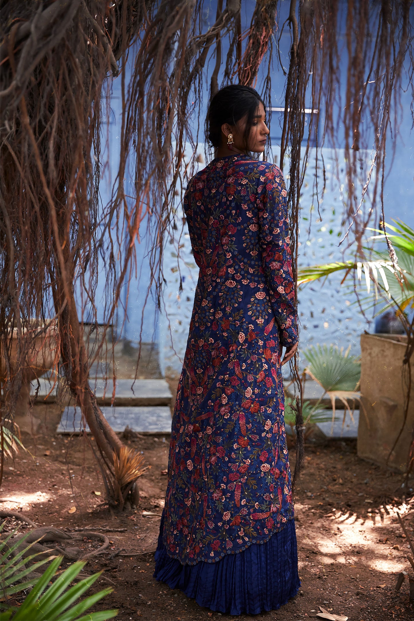 Jacket Set in Floral Thread Embroidery