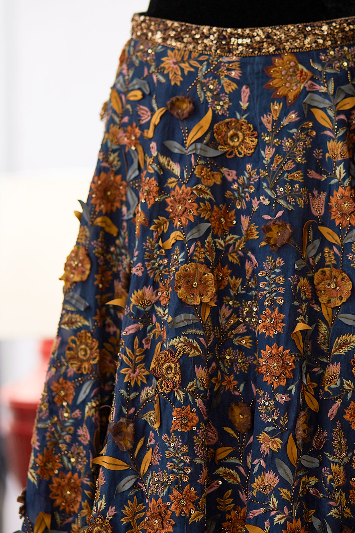 Lehenga Set in 3D Floral Embroidery