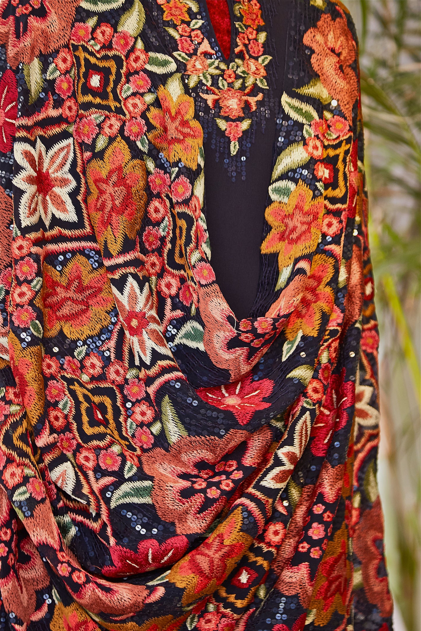 Gharara Set in Ikkat Floral Embroidery