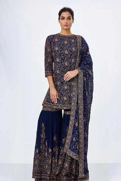 Gharara Set with Kashmiri Floral  Embroidery