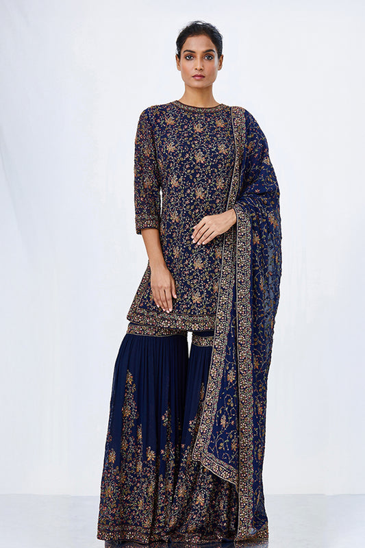 Gharara Set with Kashmiri Floral  Embroidery