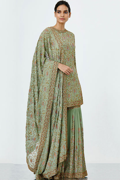 Gharara Set in Kashmiri Thread Embroidery