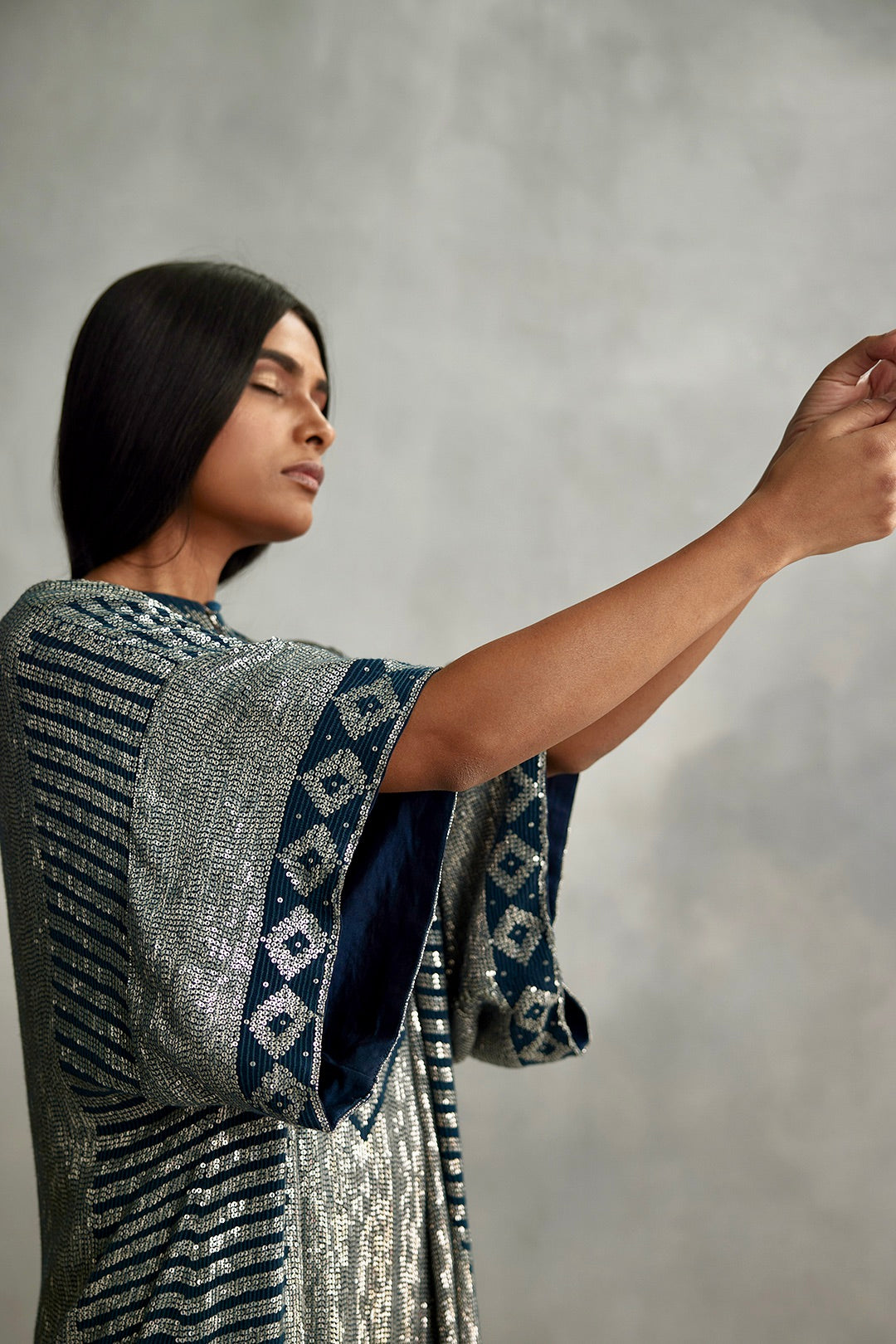 Kaftan set in Small Sequin Embroidery
