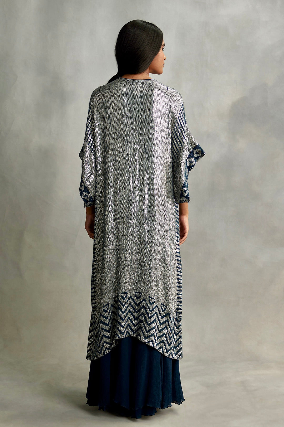 Kaftan set in Small Sequin Embroidery