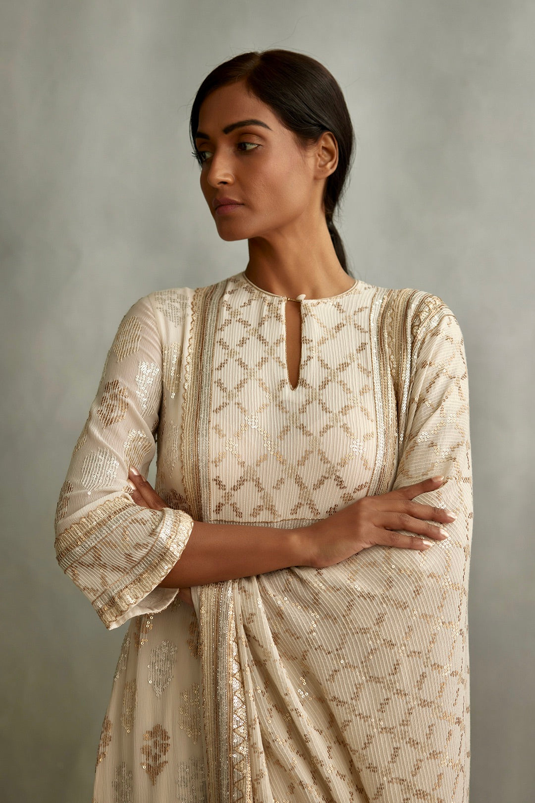 Kurta Set in lustrous small sequin embroidery