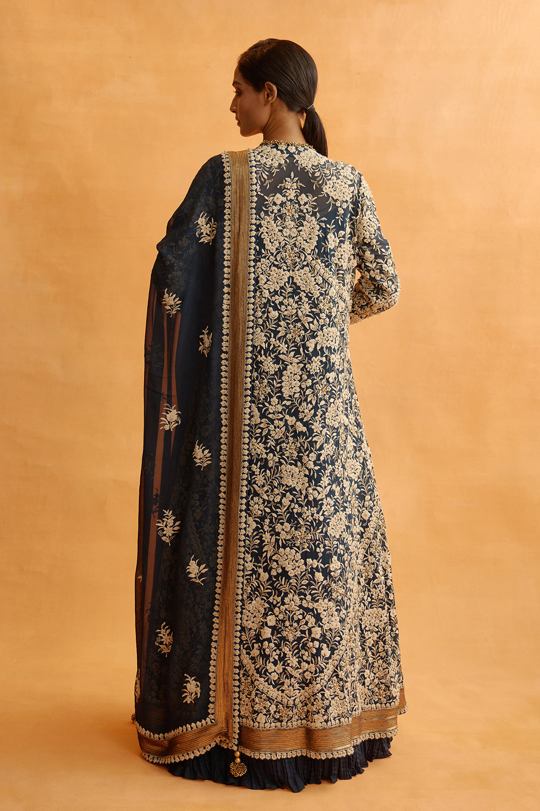 Jacket Set in Old World Ivory Thread Embroidery
