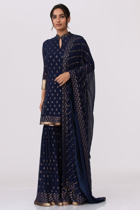 Gharara Set with Bandini inspired gold sequin Embroidery