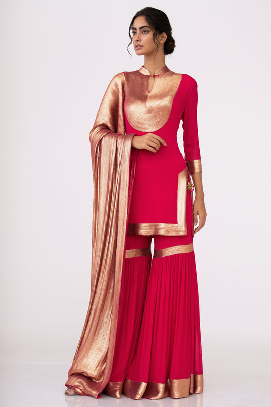 Gharara Set Gold Sheeted Sequin Embroidery